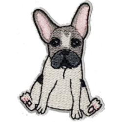 Beige Black Gray Pink Outline French Bulldog with Cute Expression I/O