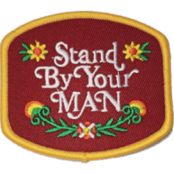 Maroon Yellow Green Orange White Outline Patch with Text Stand By Your MAN I/O