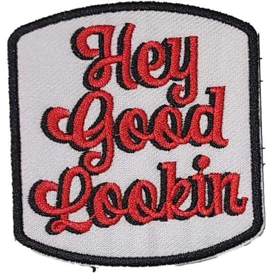 Gray Red Black Outline Text Hey Good Lookin I/O