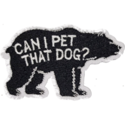 Black White Text with "CAN I PET THAT DOG?" I/O