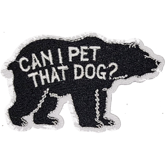 Black White Text with "CAN I PET THAT DOG?" I/O