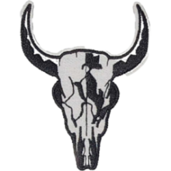 White Black Outline Skull with Horns I/O