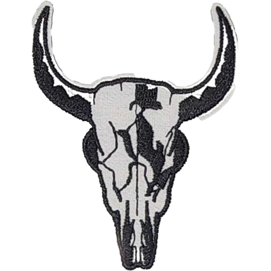 White Black Outline Skull with Horns I/O
