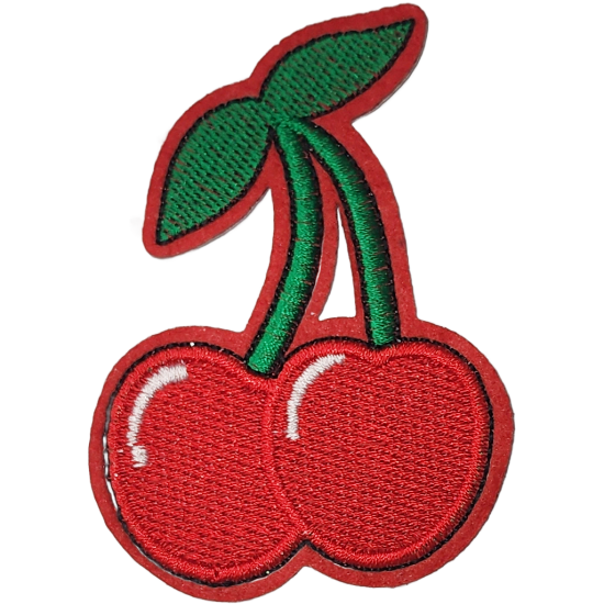 Red Green Black Outline Cherries with Leaves I/O