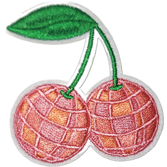 Pink Orange Green Outline Cherries with Leaf I/O