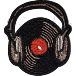 Black Red Brown Outline Headphones with Record I/O