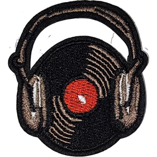 Black Red Brown Outline Headphones with Record I/O