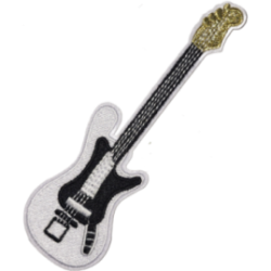 White Black Gold Outline Guitar with Strings I/O