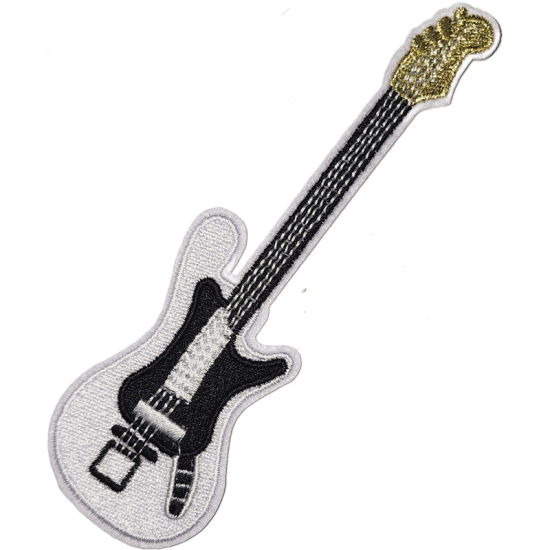 White Black Gold Outline Guitar with Strings I/O