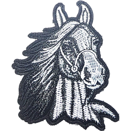 White Black Outline Horse with Bridle I/O