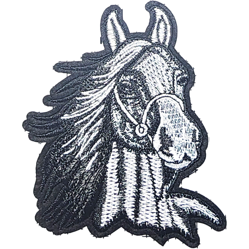 White Black Outline Horse with Bridle I/O