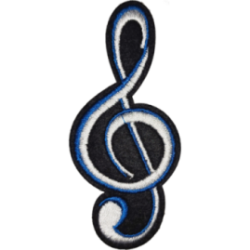 Black Blue White Outline Treble Clef with Music Symbol I/O