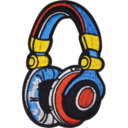 Blue Yellow Red Black Outline Headphones I/O