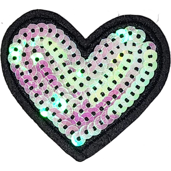 Black Pink Green Ombre Heart with Sequins I/O