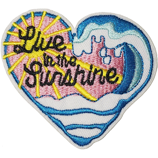 Pink Yellow Blue White Outline Heart with Text Live in the Sunshine I/O
