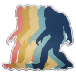 Pink Beige Yellow Blue Green Gradient Bigfoot with White Outline I/O