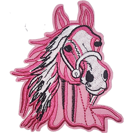 Pink White Black Outline Horse with Bridle I/O