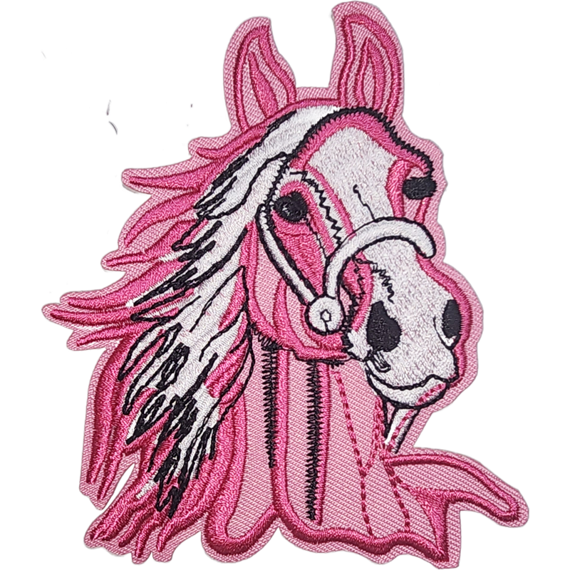 Pink White Black Outline Horse with Bridle I/O