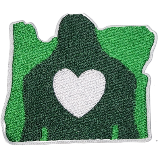 Green White Outline Heart with Silhouette I/O