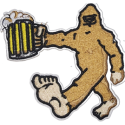 Beige Yellow Black Outline Sasquatch with Beer I/O