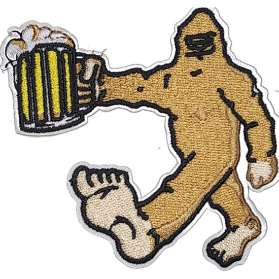 Beige Yellow Black Outline Sasquatch with Beer I/O