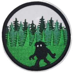 White Green Ombre Black Outline Bigfoot with Forest I/O