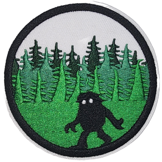 White Green Ombre Black Outline Bigfoot with Forest I/O