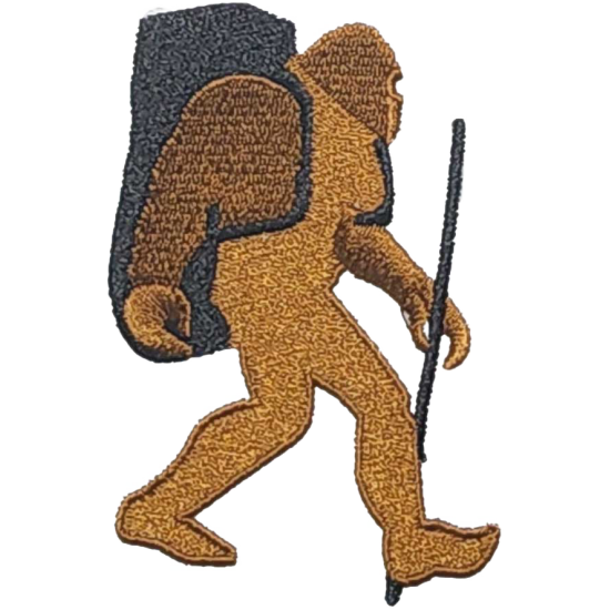 Brown Black Outline Bigfoot with Backpack I/O