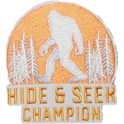 Orange White Gray Outline Bigfoot with Text HIDE & SEEK CHAMPION I/O