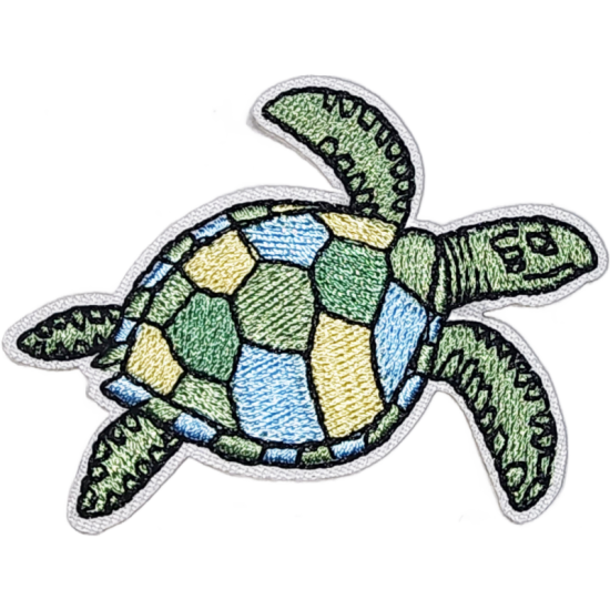 Green Yellow Blue Outline Turtle with Text ED I/O