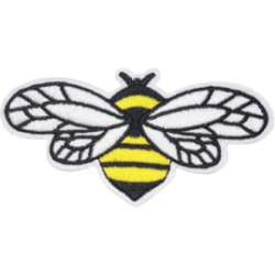 White Yellow Black Outline Bee with Wings I/O