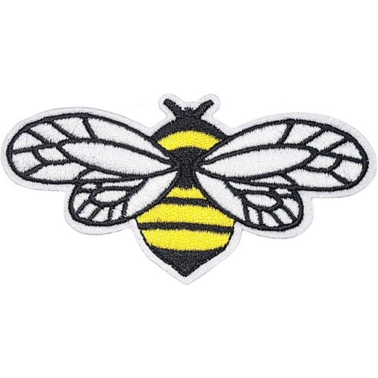 White Yellow Black Outline Bee with Wings I/O