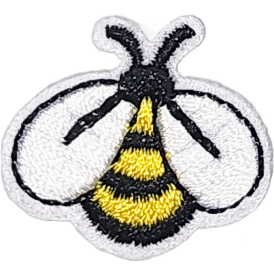 White Yellow Black Outline Bee with Wings I/O