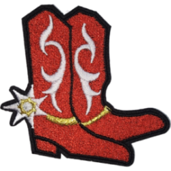 Red White Yellow Black Outline Cowboy Boots with Star I/O