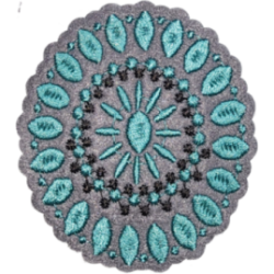 Gray Aqua Black Outline Mandala with Center Stars I/O