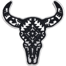 Black White Outline Skull with Decorative Pattern I/O