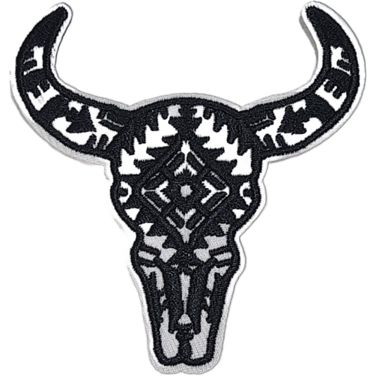 Black White Outline Skull with Decorative Pattern I/O