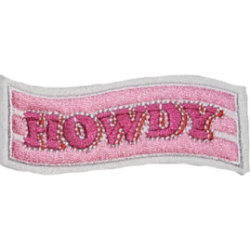 Pink White Outline Text HOWDY I/O