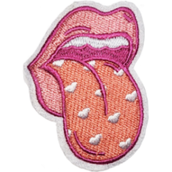 Pink Orange White Outline Lips with Tongue I/O