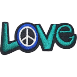 Teal Blue Black Outline Love with Peace Symbol I/O