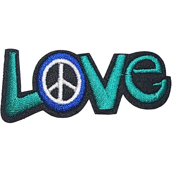 Teal Blue Black Outline Love with Peace Symbol I/O