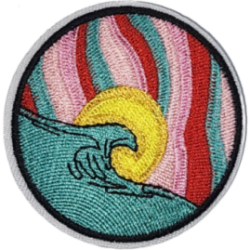 Teal Pink Red Yellow Sun with Wave Design I/O