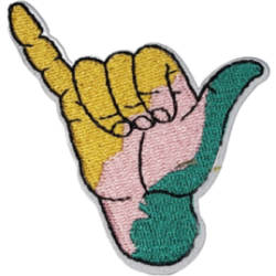 Yellow Ocher Turquoise Pink Hang Loose Hand I/O