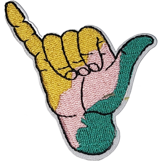 Yellow Ocher Turquoise Pink Hang Loose Hand I/O