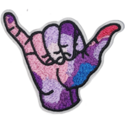 Pink Purple Blue Ombre Hand with Black Outline I/O