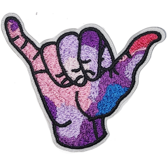 Pink Purple Blue Ombre Hand with Black Outline I/O