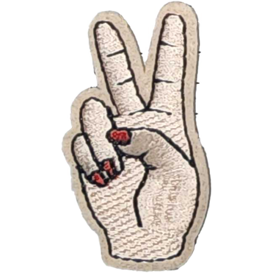 Beige Red Outline Peace Sign with Nails I/O