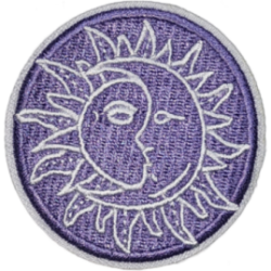 Purple White Outline Sun with Moon Face I/O