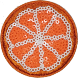 Orange White Outline Flower with Sequin Detail I/O