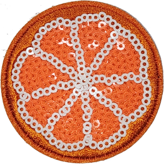 Orange White Outline Flower with Sequin Detail I/O